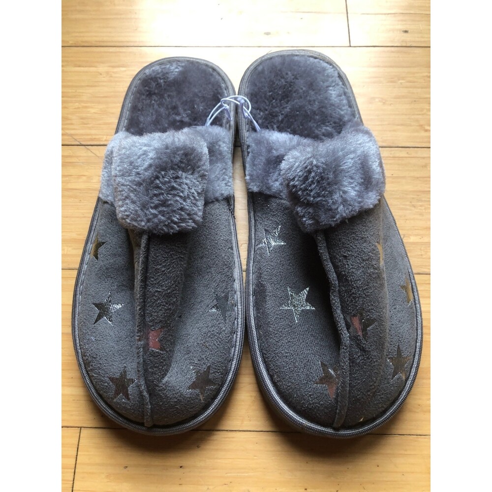 Bobbie Brooks Sz S Fuzzy Foil Star Slippers NEW NWOT